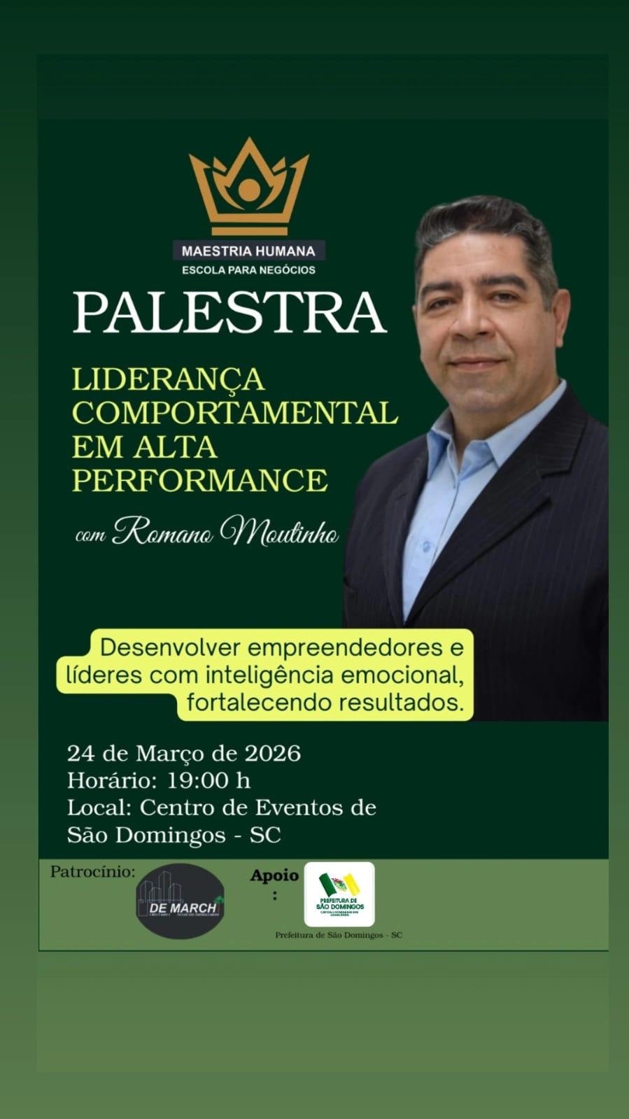 Liderar com propósito: São Domingos recebe palestra gratuita sobre alta performance e inteligência emocional.