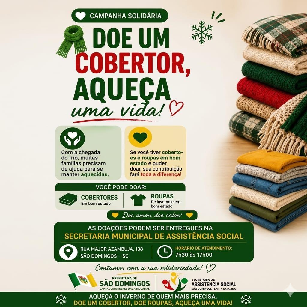 Campanha Solidária arrecada cobertores e roupas de inverno em São Domingos